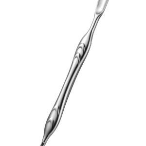 Cuticle Pusher with Fork, 2-in-1 Cuticle Trimmer Nail Care Tool, Stainless Steel Cuticle Remover Tool for Manicures and Pedicures - Silver