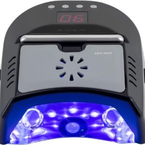 UV LED Nail Lamp Cordless, Professional Rechargeable Nail Dryer with Cooling Fan, 72W 24 Beads Gel Nail Lights with Portable Handle, 3 Timer Smart Sensor LCD Screen Cure Nail Light (Black)