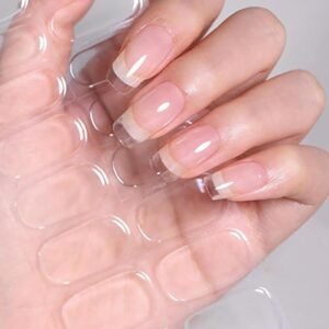 Semi Cured Gel Nail Strips, 20pcs Gel Nail Stickers , Wraps for Home  (Clear)