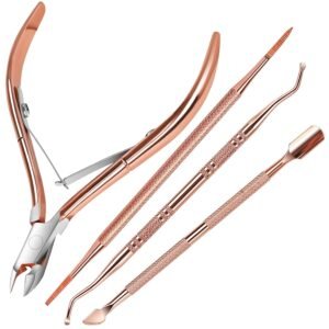 Nail Care Kit, Nail Cuticle Nippers, Ingrown Toenail Tools Kit, Nail Lifter, Toenail File and Lifters Stainless Steel, Nail Cuticle Pushers, Professional Manicure and Pedicure Set, 4 PCS