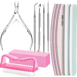 Nail Care Kit, Nail Files 100/180, Nail Buffer Block, Cuticle Nippers, Cuticle Trimmer, Cuticle Pusher, Nail Tools, Nail Kit, Pedicure & Manicure Tools, Nail Prep Kit, Manicure Kit for Women