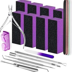 Nail Care Kit, Nail Buffers and Files, Nail Cuticle Tools Kit, Nail Manicure Tools, Finger Nail File Set, Nail Buffer Block, Nail Cuticle Nippers, Ingrown Toenail Tools, Nail Care Tool Kit