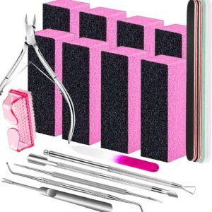 Nail Buffers and Files, Nail Care Kit, Nail Cuticle Tools Set, Manicure Tools, Finger Nail File, Nail Buffer Block, Cuticle Nippers, Ingrown Toenail Tools