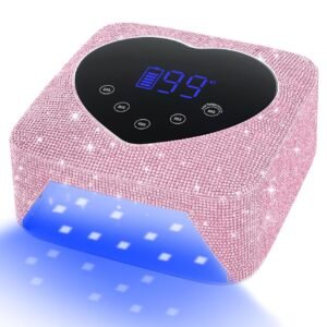 UV Light for Nails, 74W Cordless Rechargeable UV Nail Lamp, Fast Nails Dryer Curing Lamp for Salon & Home, Gel Nail Polish UV Light with 5 Timer Setting, Touch Control & Auto Sensor
