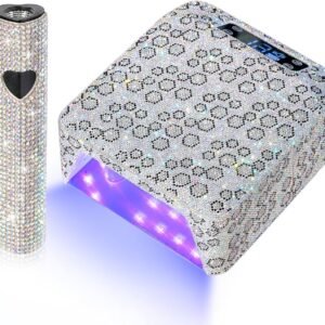 UV Light for Gel Nails, Handheld UV Nail Lamp, Portable LED Nail Lamp & Rechargeable Nail Lamp Sparkly Gel Polish Light 4 Timer Setting Professional Quick Dry Curing Lamp with Display Auto Sensor