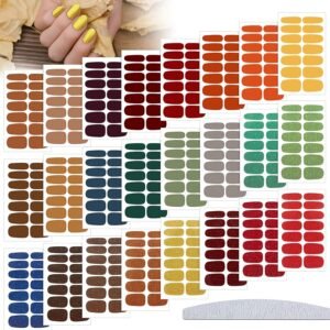 336 Pieces 24 Sheets Nail Wraps Gel Nail Stickers Polish Strips Self Adhesive Seasonal Solid Color Decal Manicure Kits with File for Women Girls Holiday(Simple Style,Simple Color)