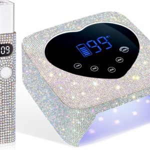 UV LED Nail Lamp 72W Rechargeable Sparkly Wireless Nail Dryer Gel Polish Light with 5 Timer Setting & Handheld UV Light, Mini Nail Light for Gel Nails Polish, 3W Portable LED Nail Lam